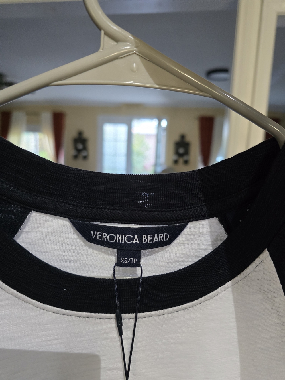 NWT Veronica Beard Designer Baseball Tee White/ Navy XS 100% Pima Cotton $168 - Picture 7 of 14